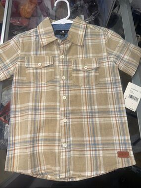 Kids Plaid Button-Front Shirt - Beige